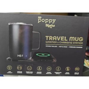 poppy Hydro travel Mug 11oz Waryand Charging Station Black